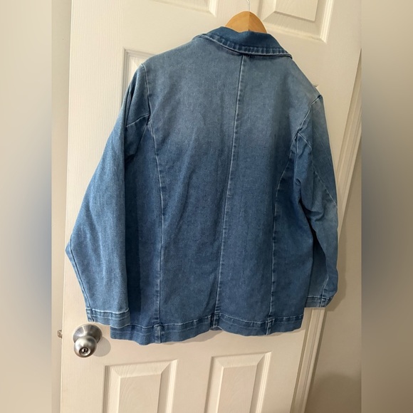 Black Tape women’s denim blazer jacket XL blue jean stretchy - Picture 6 of 11